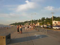 People enjoying Alki Beach